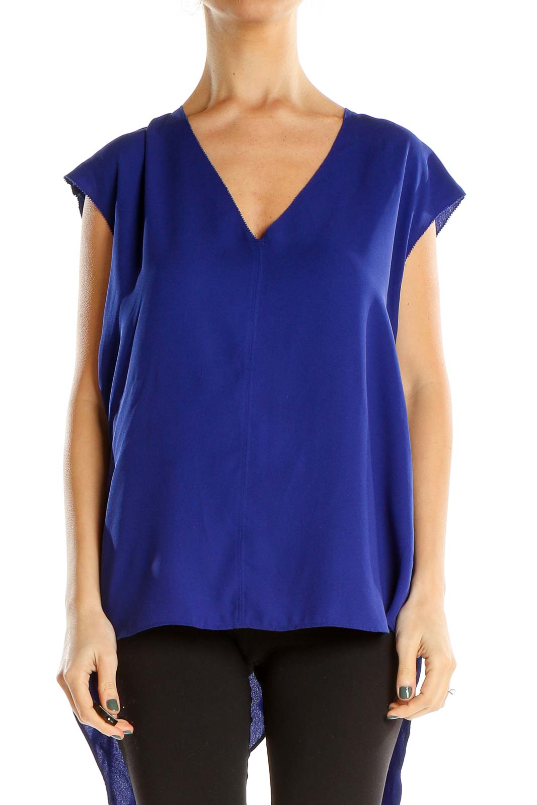 Blue High Low All Day Wear Blouse Front