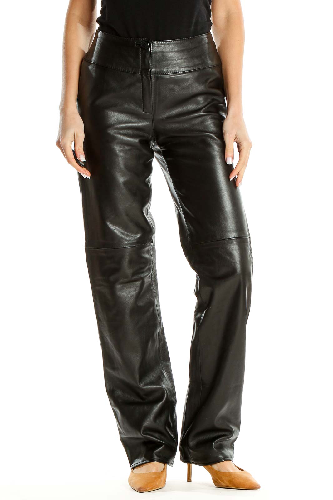Black Leather Pants Front