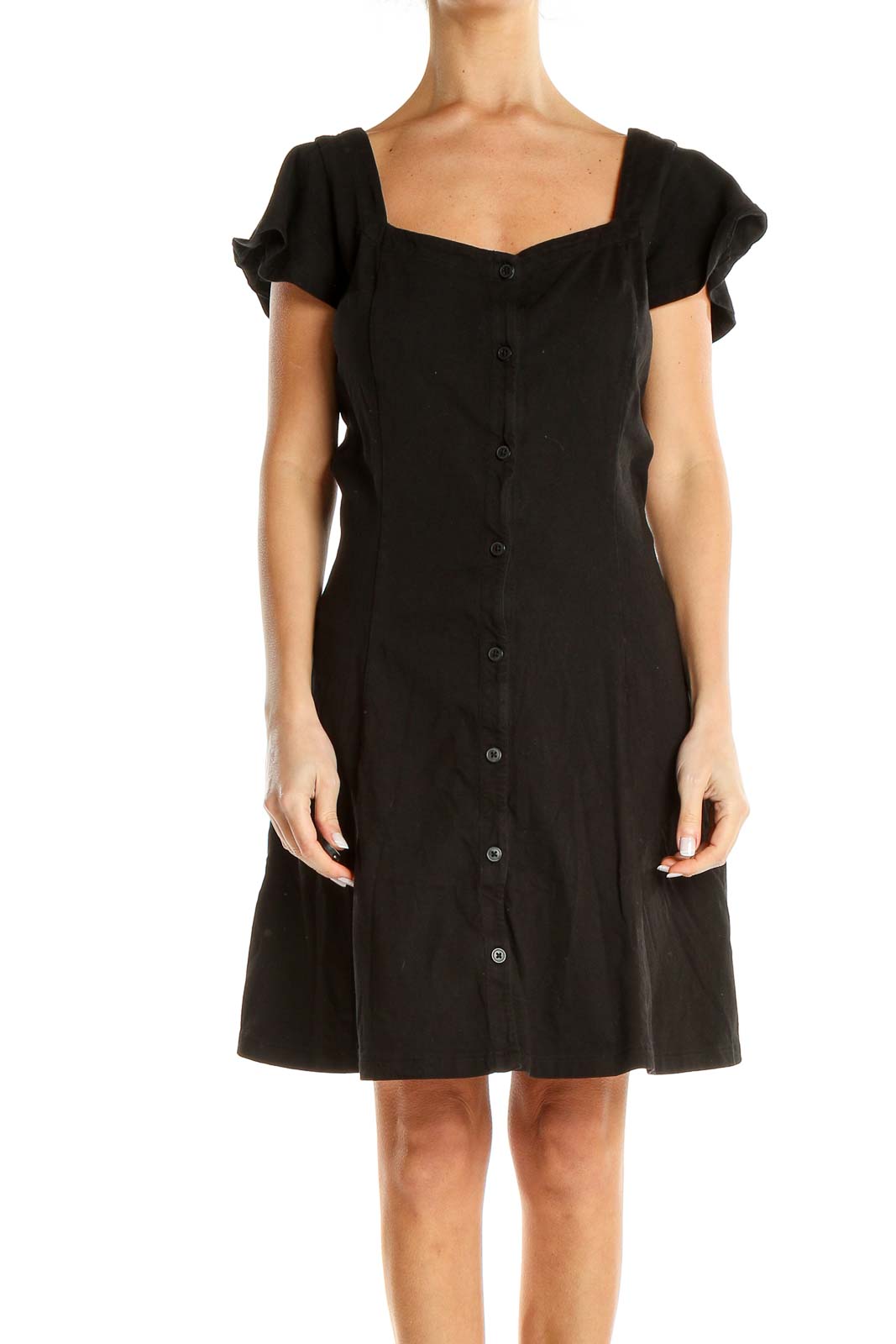Black Classic Mini Dress Front