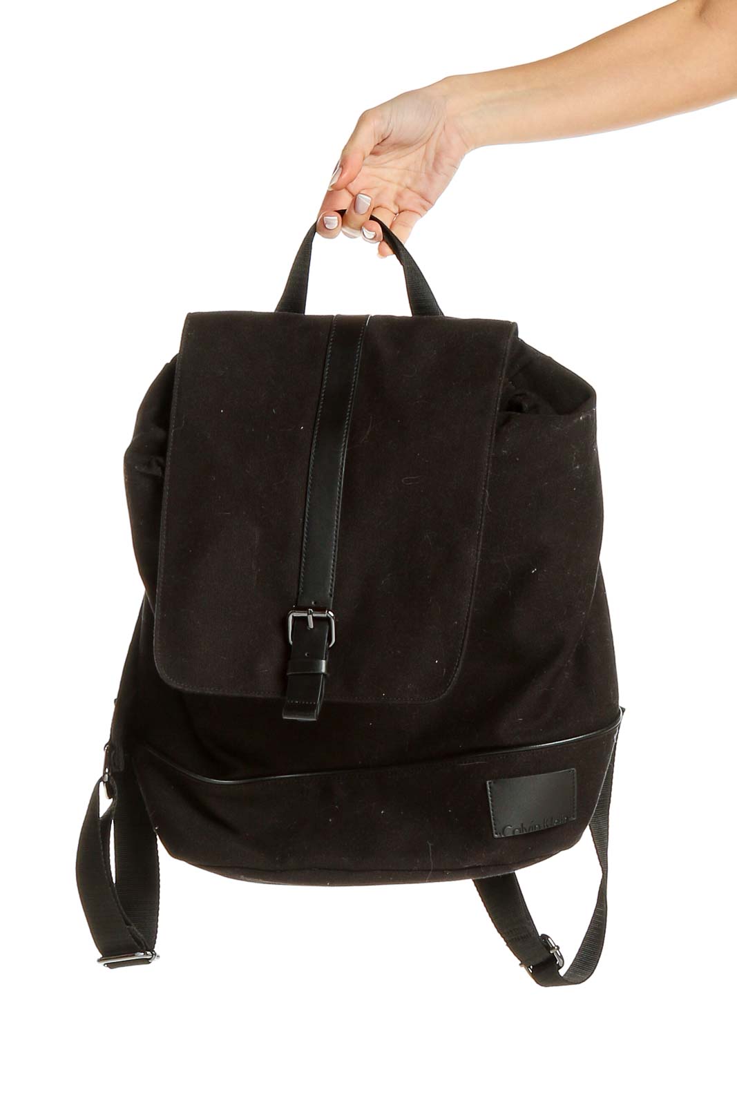Black Suede Backpack Front
