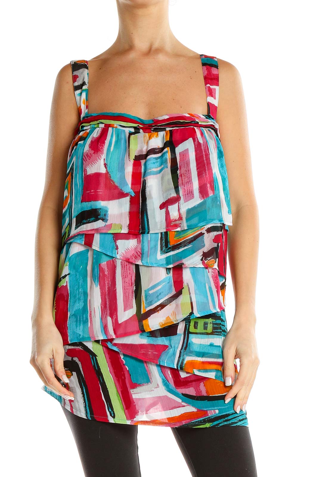 Multicolor Printed Holiday Tank Top Front