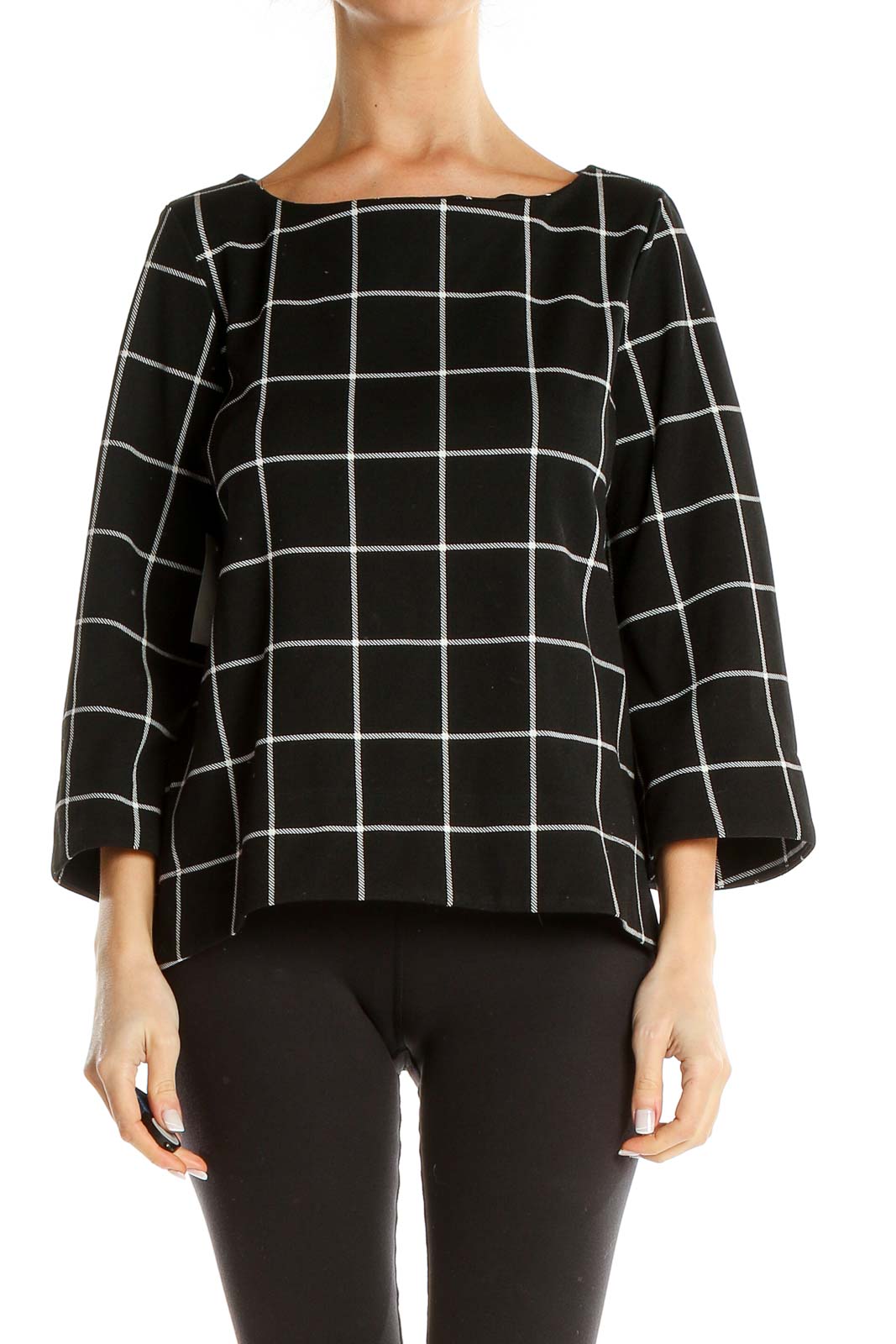 Black Checkered All Day Wear Top Front