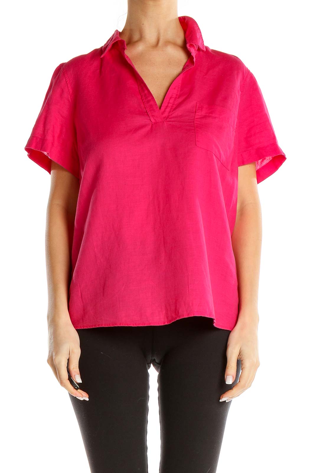 Pink All Day Wear Linen Top Front