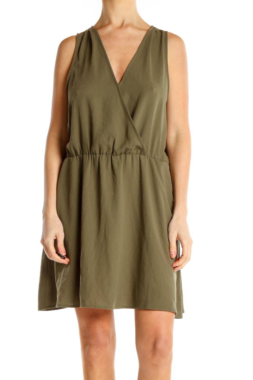 Green Casual Fit & Flare Dress Front