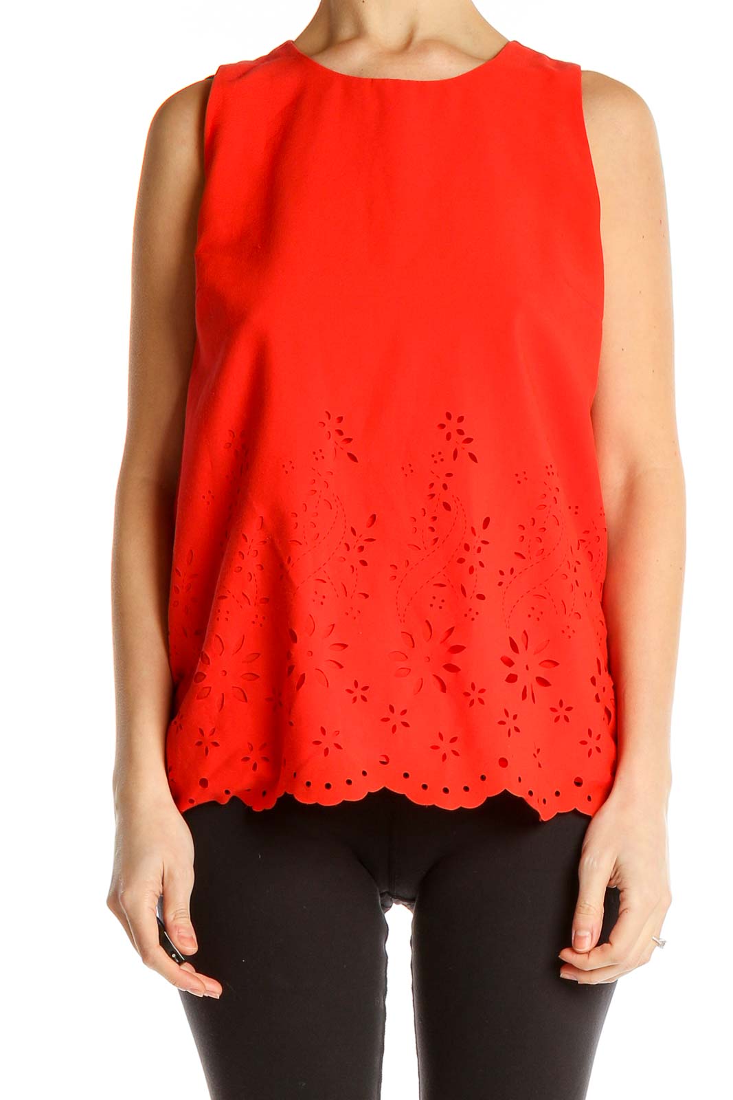 Red Eyelet Top Front