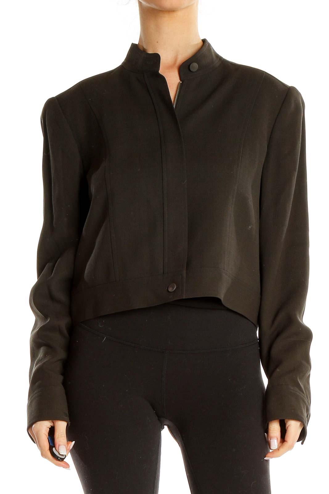 Brown Cropped Jacket Front
