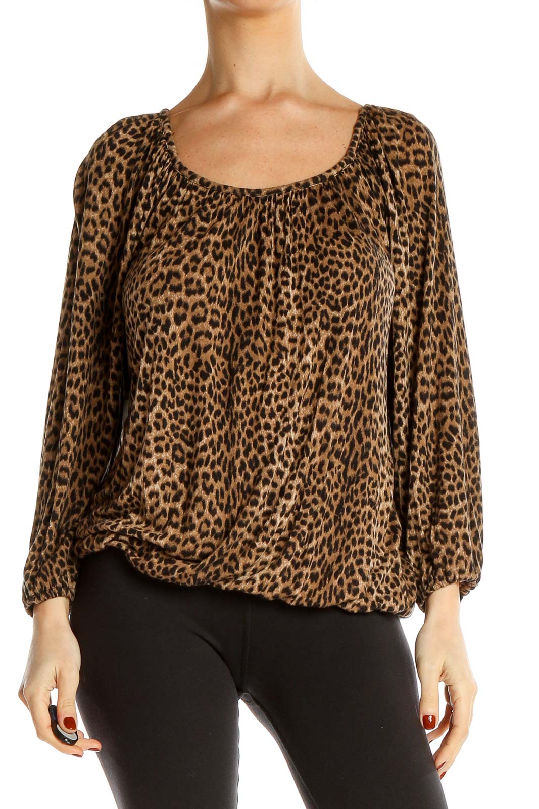 Brown Animal Print Top Front