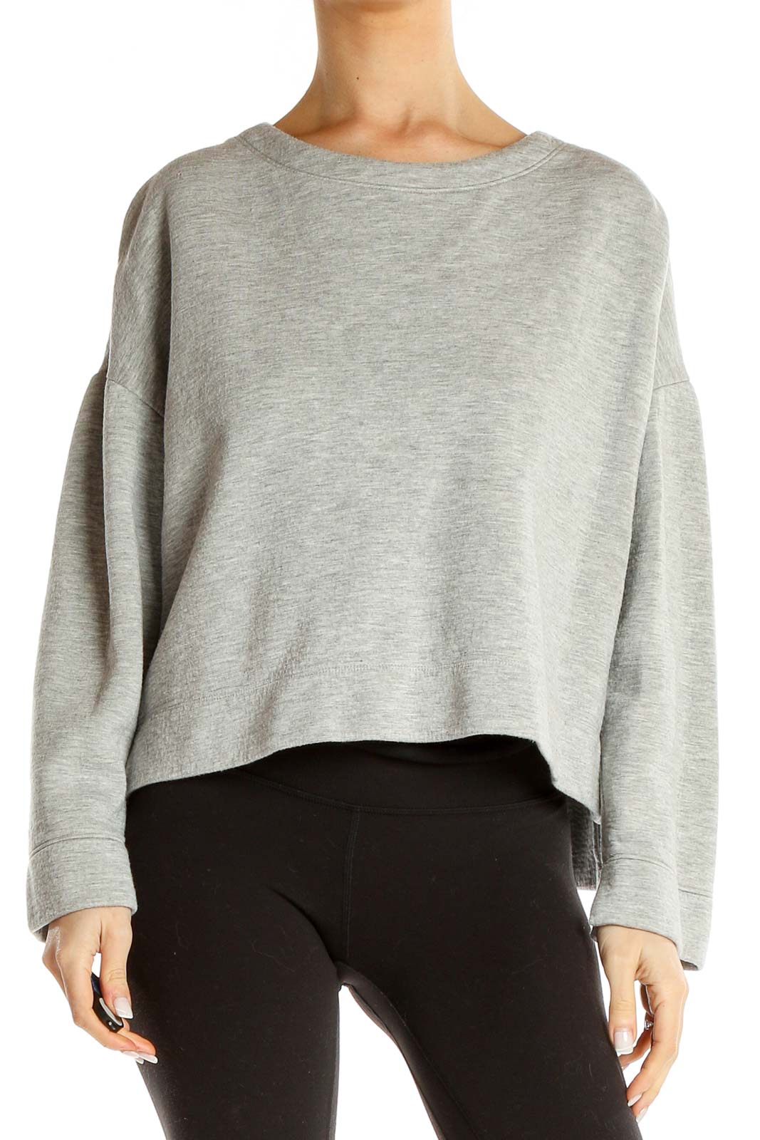 Gray Cropped Sweater Front