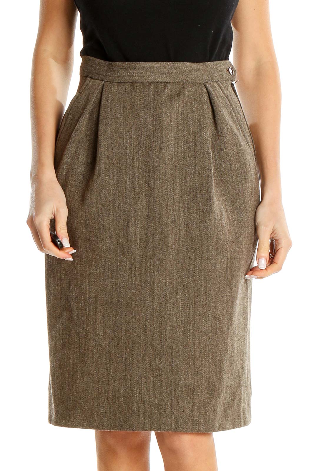 Brown Classic Pencil Skirt Front