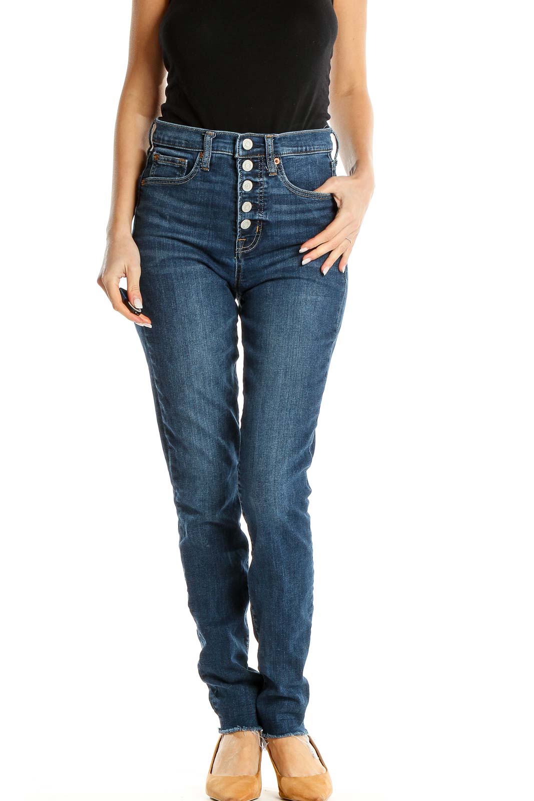 Blue High-Rise Jeans Front