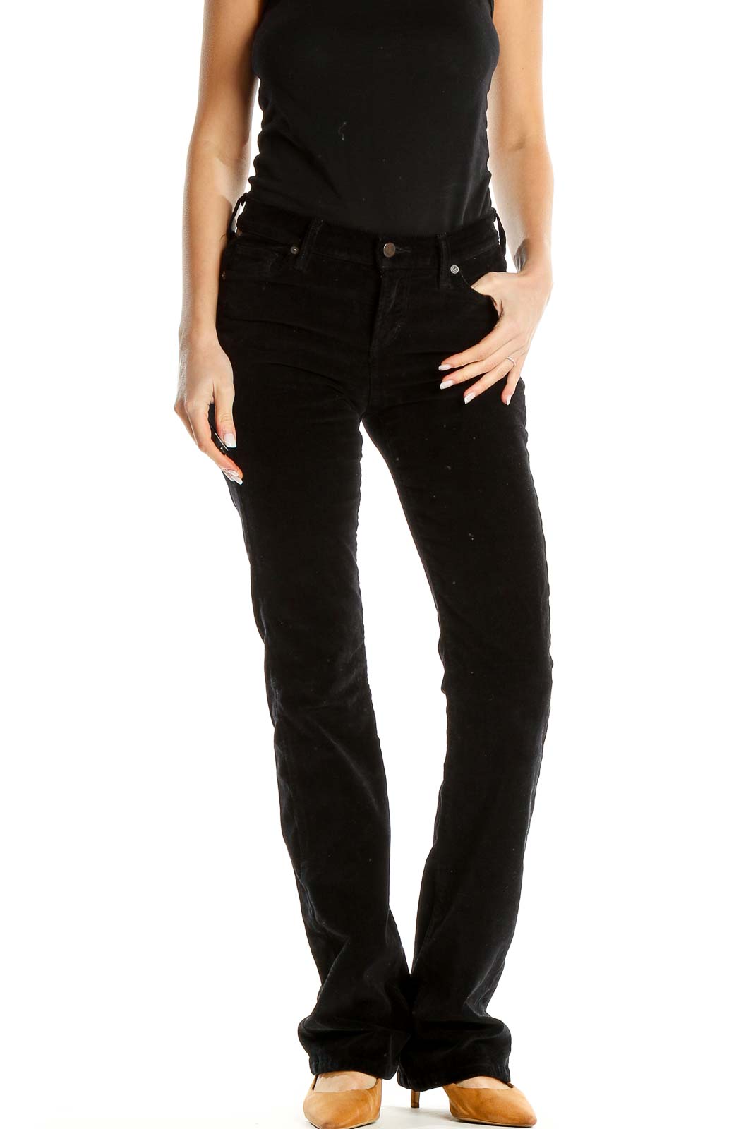 Black Textured Jeans Front
