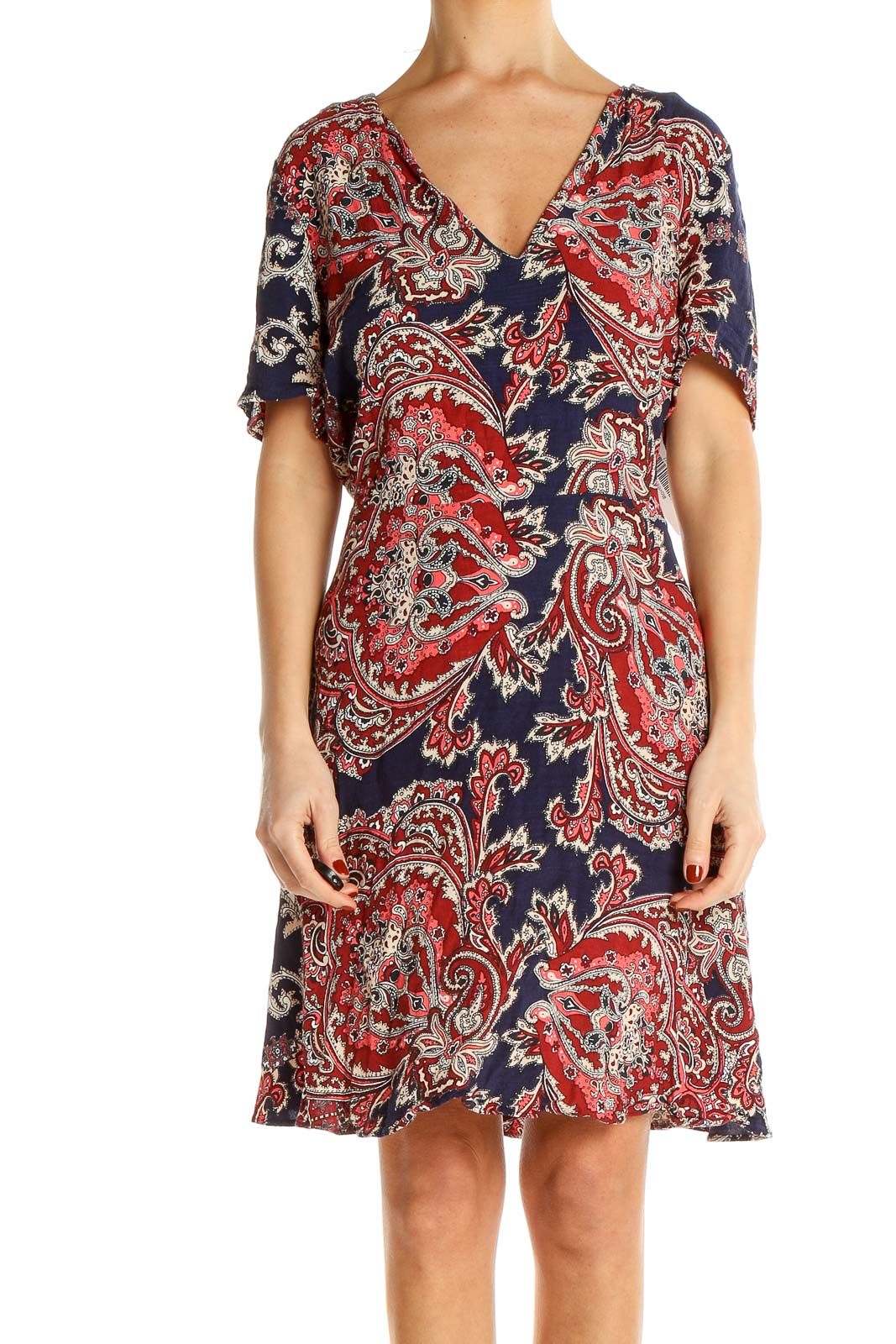 Red Blue Day A-Line Dress Front