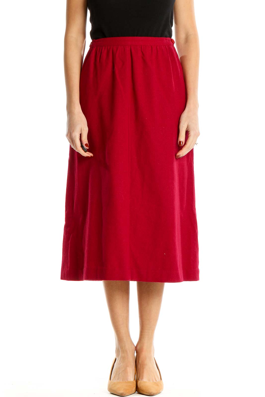 Red Classic A-Line Skirt Front