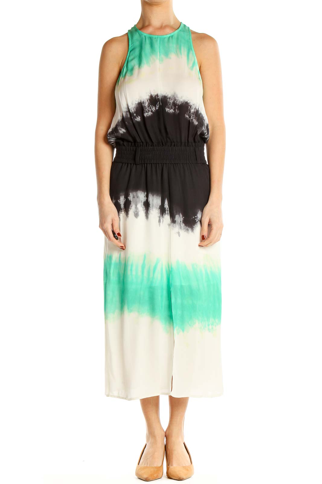 Multicolor Tie And Dye Casual Column Dress Front