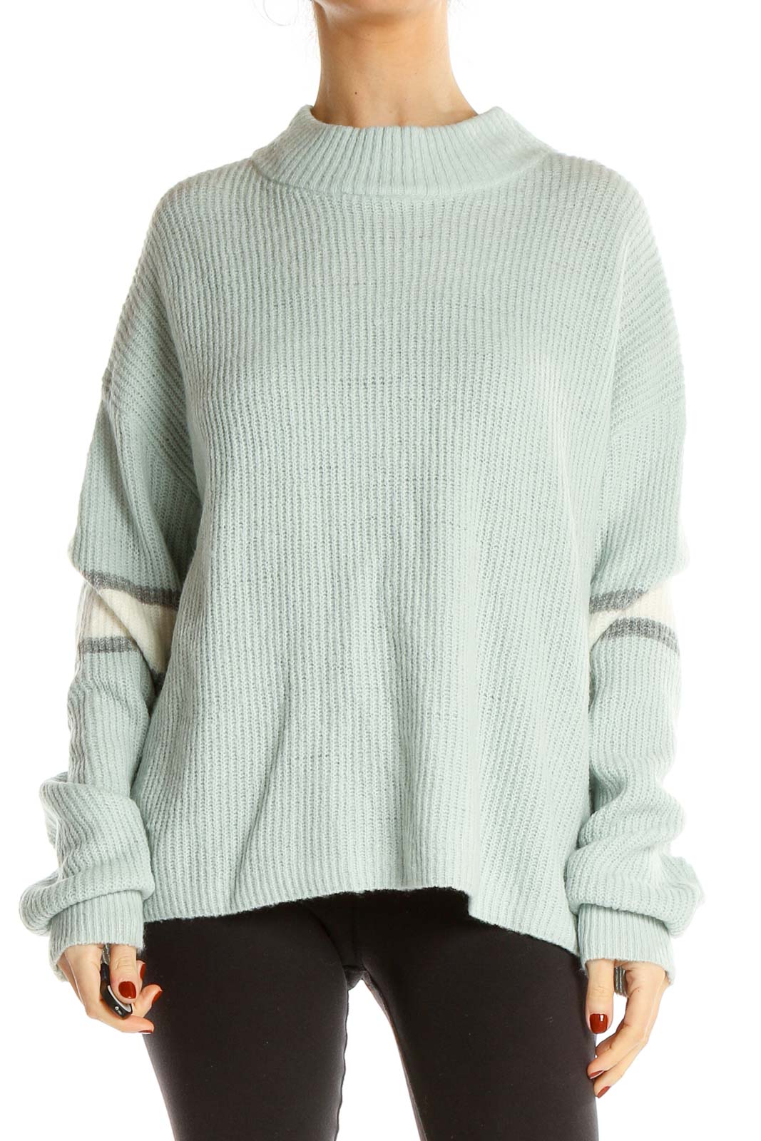 Blue Mockneck Sweater Front