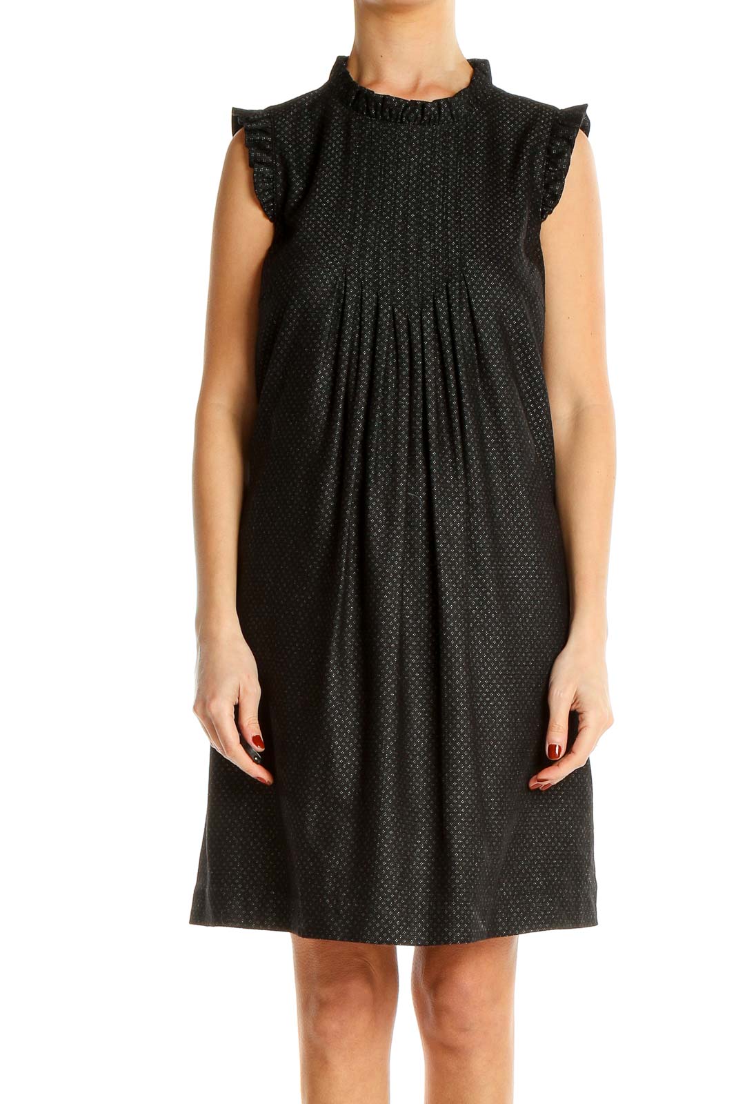 Black Textured Mini Dress Front