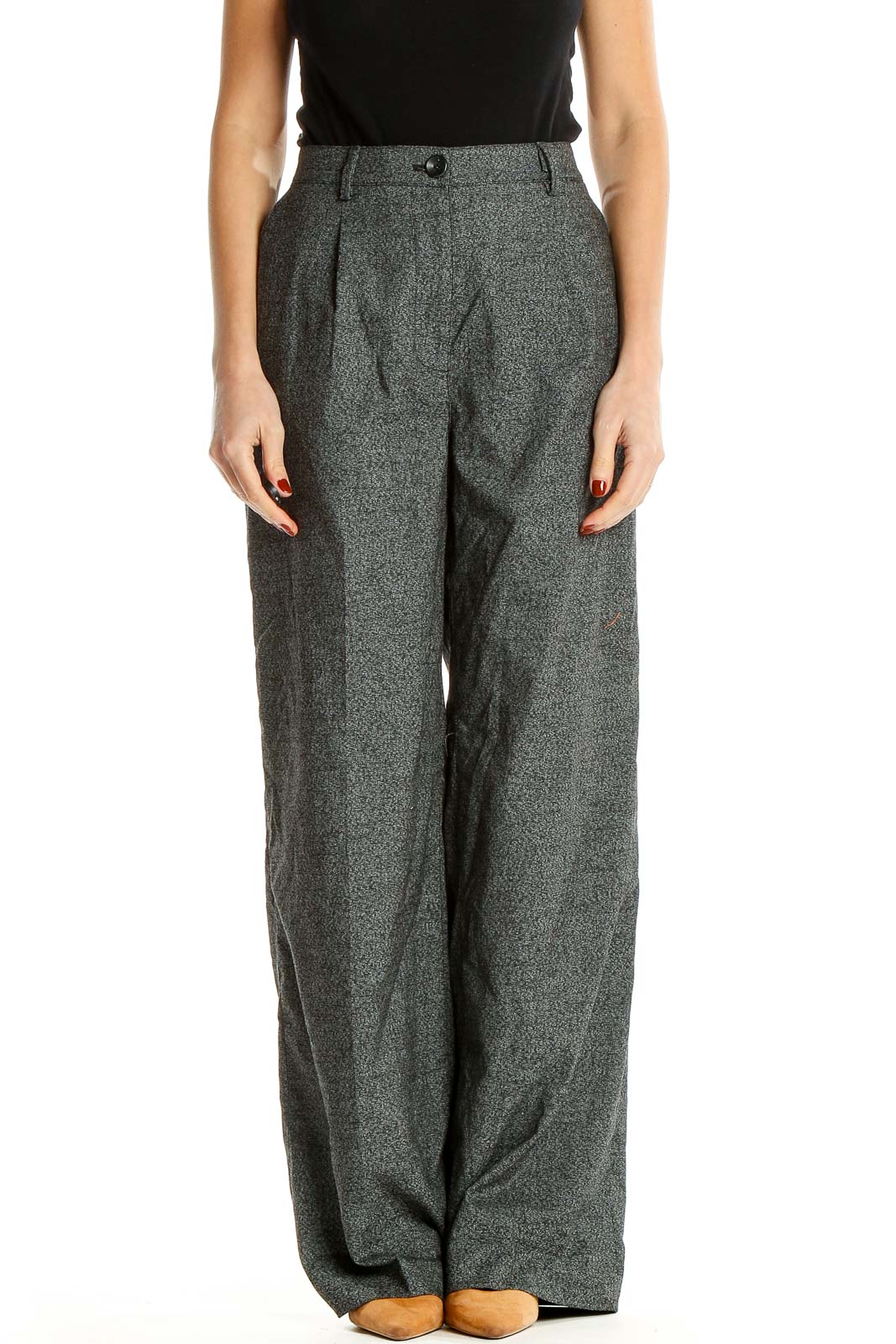 Gray Textured Work Trousers Front