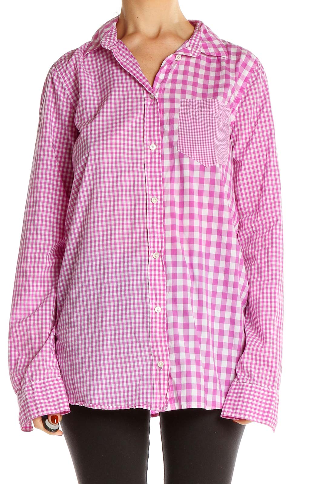 Pink Checkered Work Shirt Front