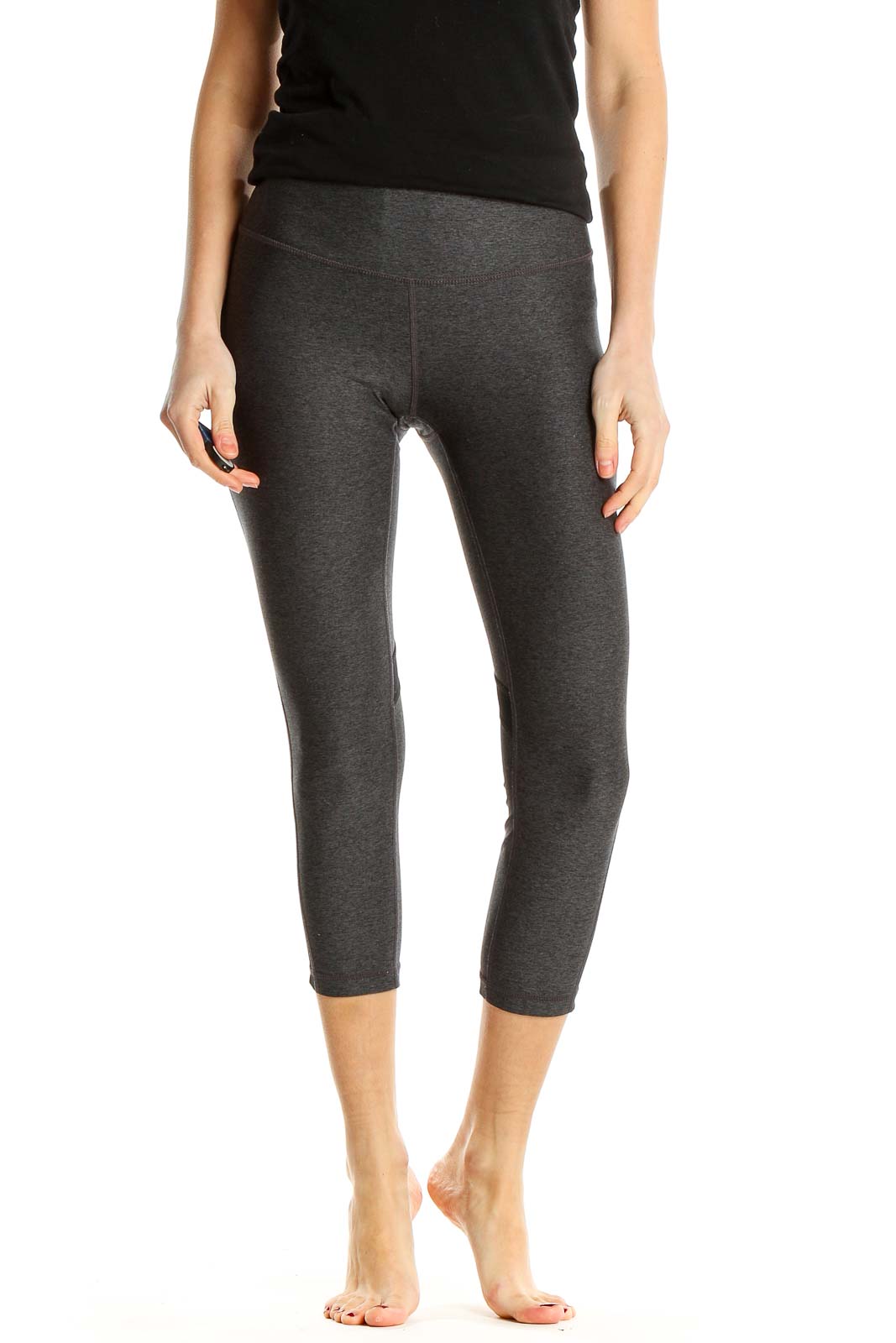 Gray Activewear Cropped Leggings Front