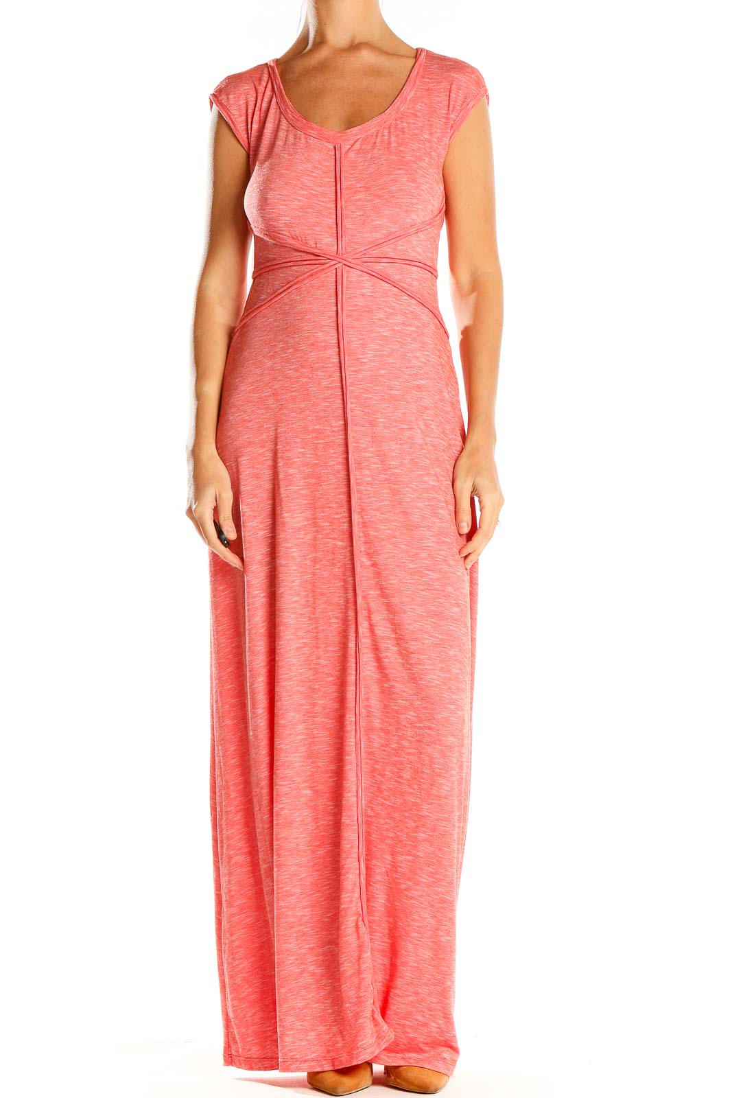 Pink Heather Casual Column Dress Front