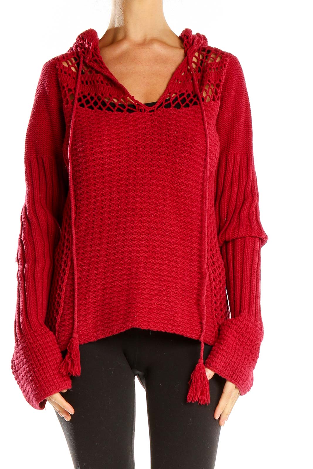 Red Crochet Bohemian Top Front
