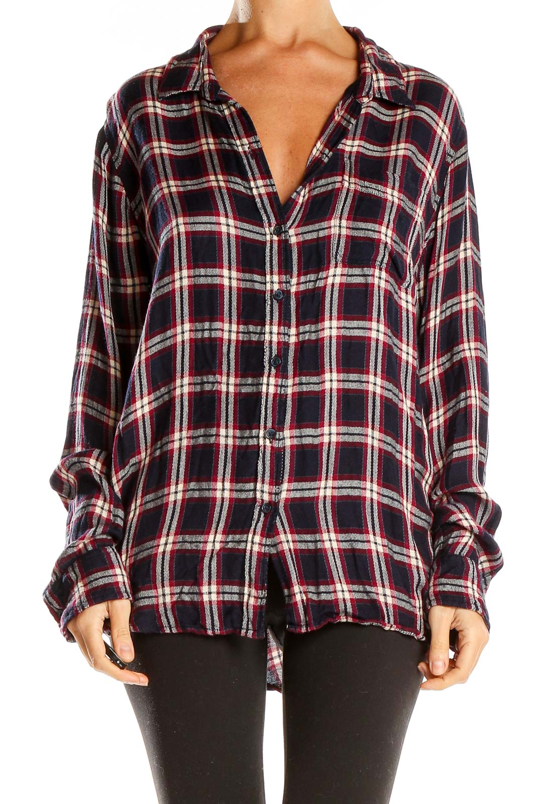 Black Red Plaid All Day Wear Top Front