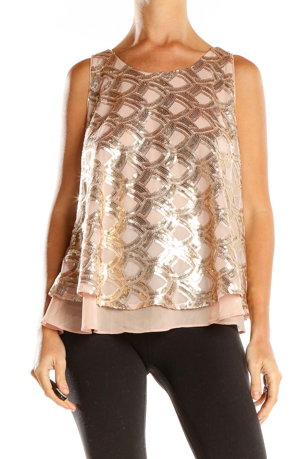 Pink Sequin Party Blouse Front