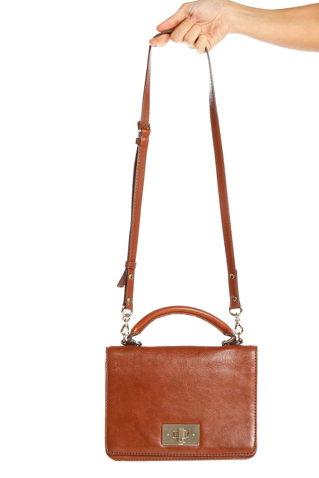 Brown Leather Vintage Crossbody Bag Front