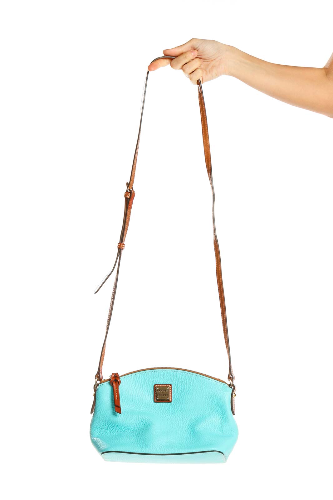 Blue Leather Crossbody Bag Front