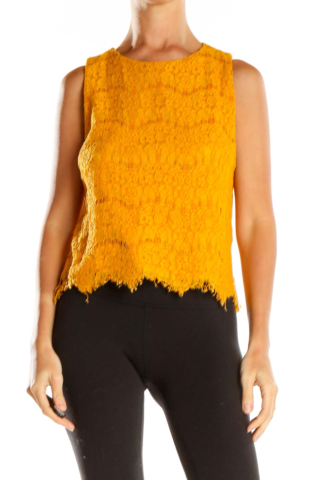 Yellow Lace Chic Top Front