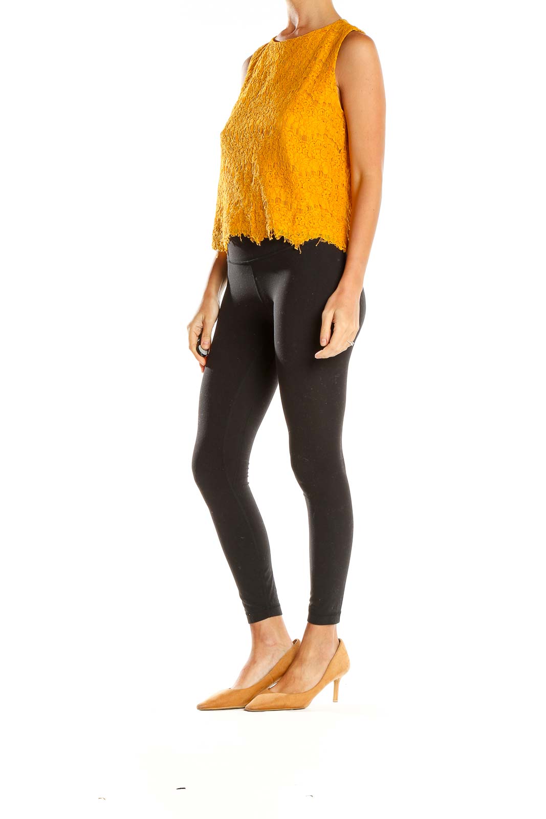 Zara yellow cheap lace top