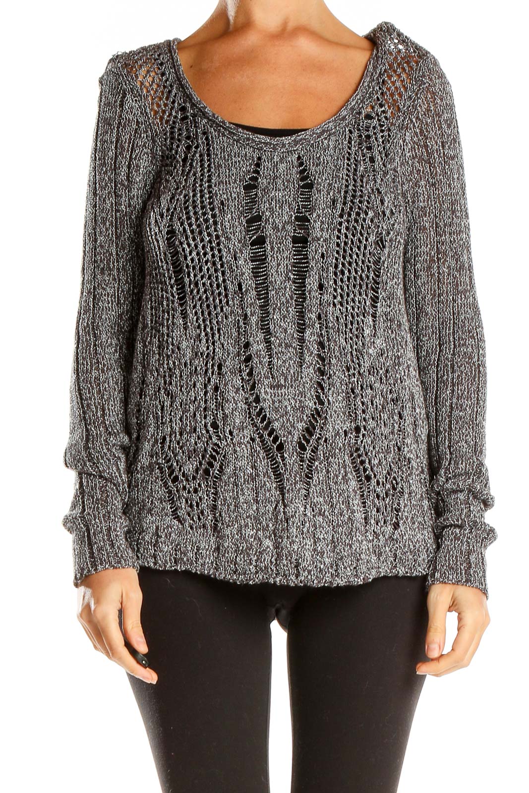 Gray Light Woven Top Front