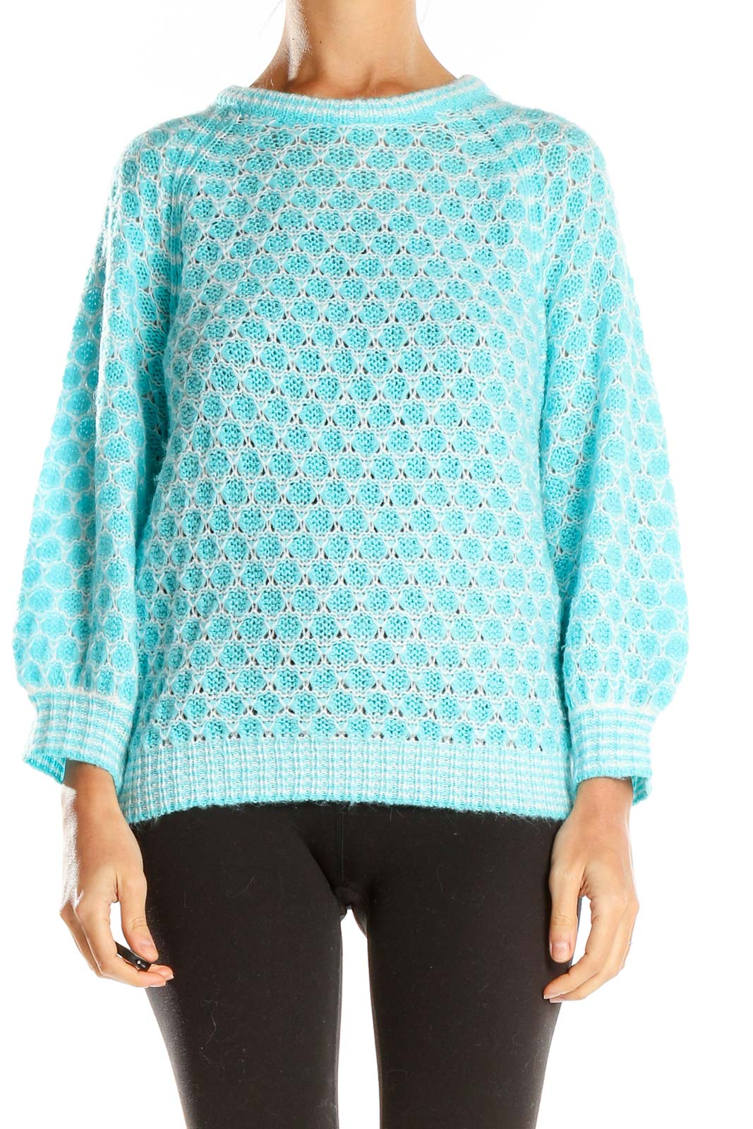 Blue Chic Knitted Sweater Front