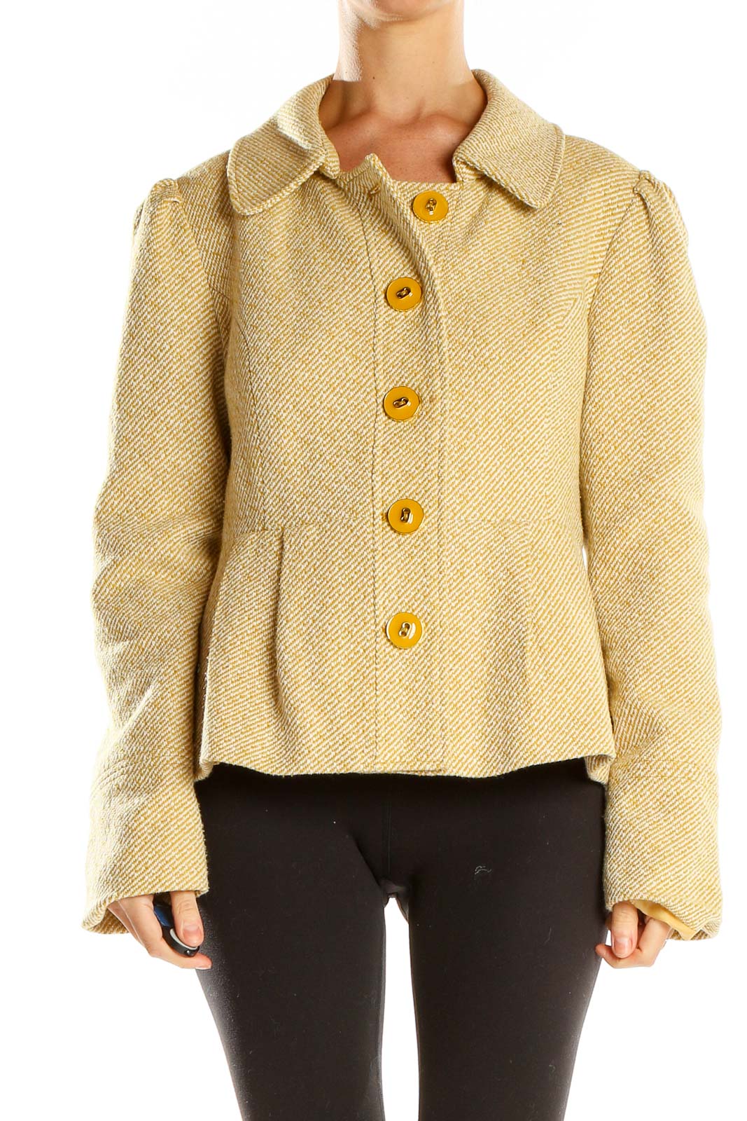 Yellow Woven Peacoat Front