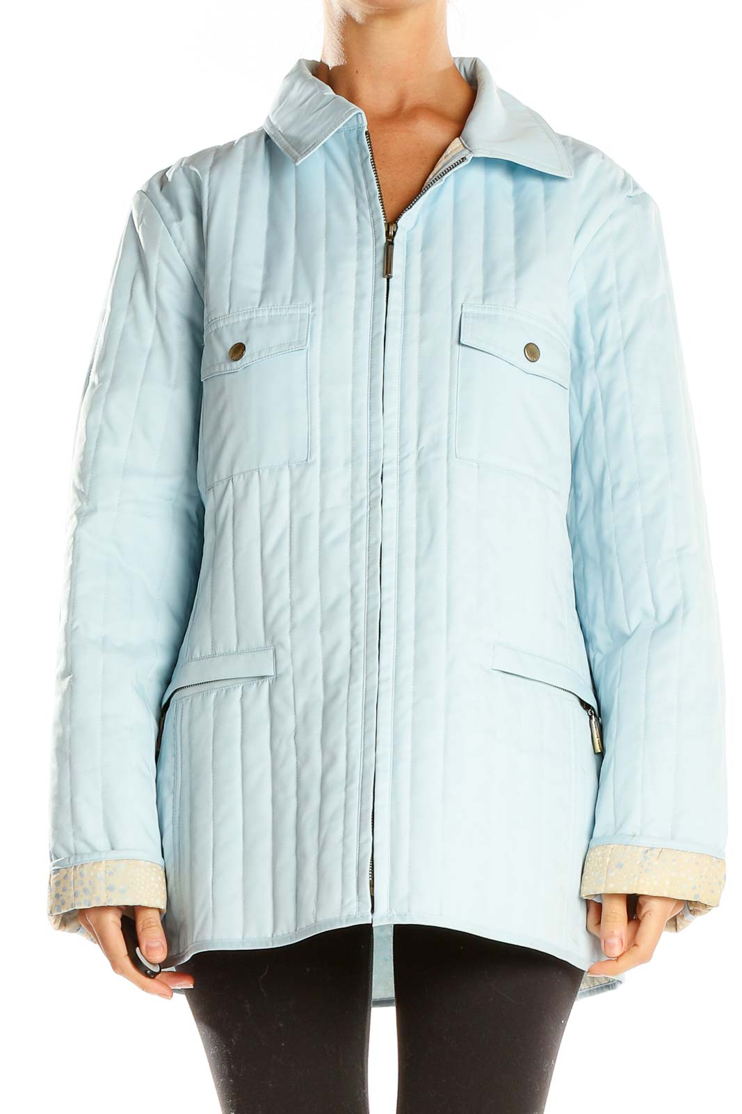 Blue Quilted Jacket Front