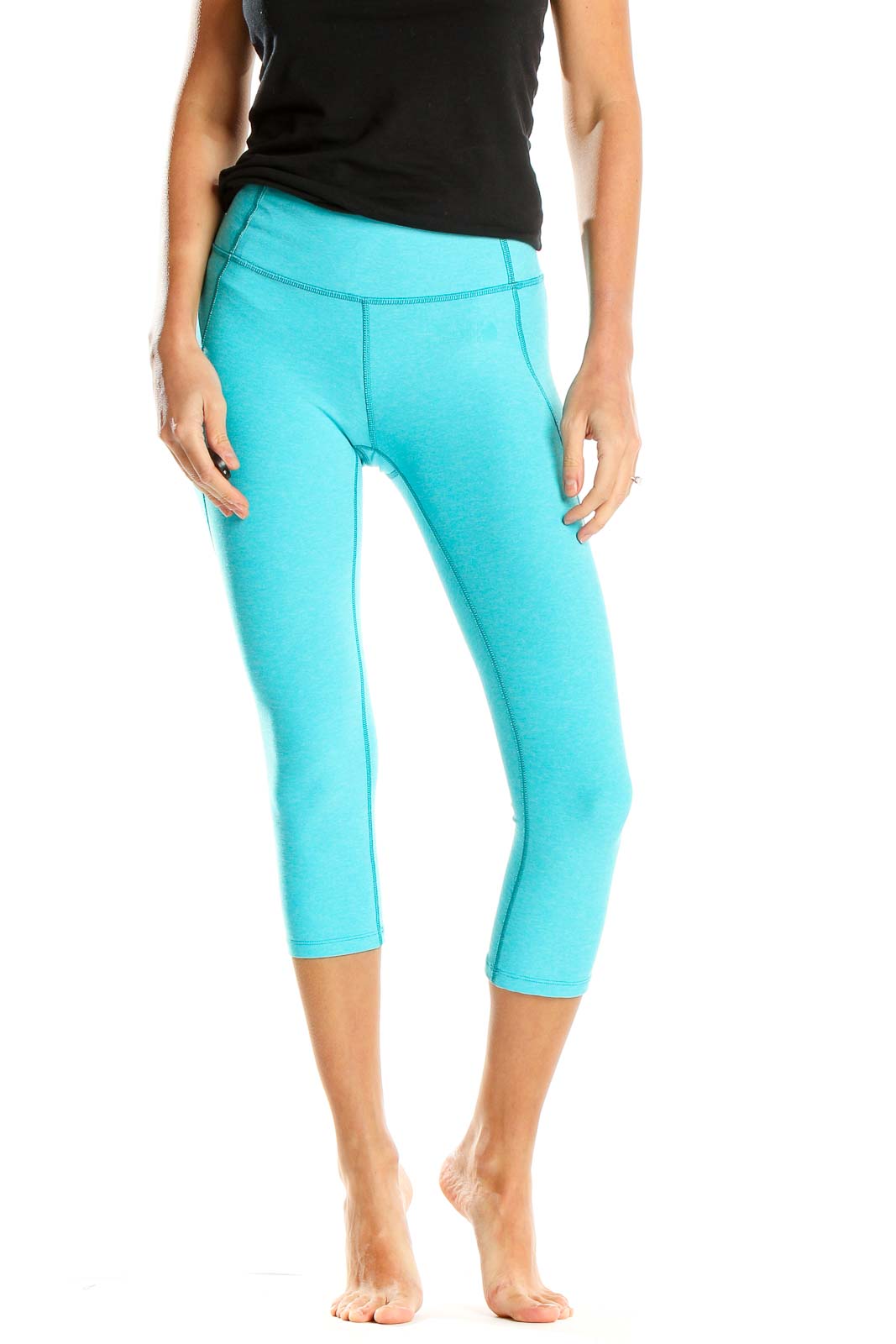 Blue Cropped Activewear Leggings Front