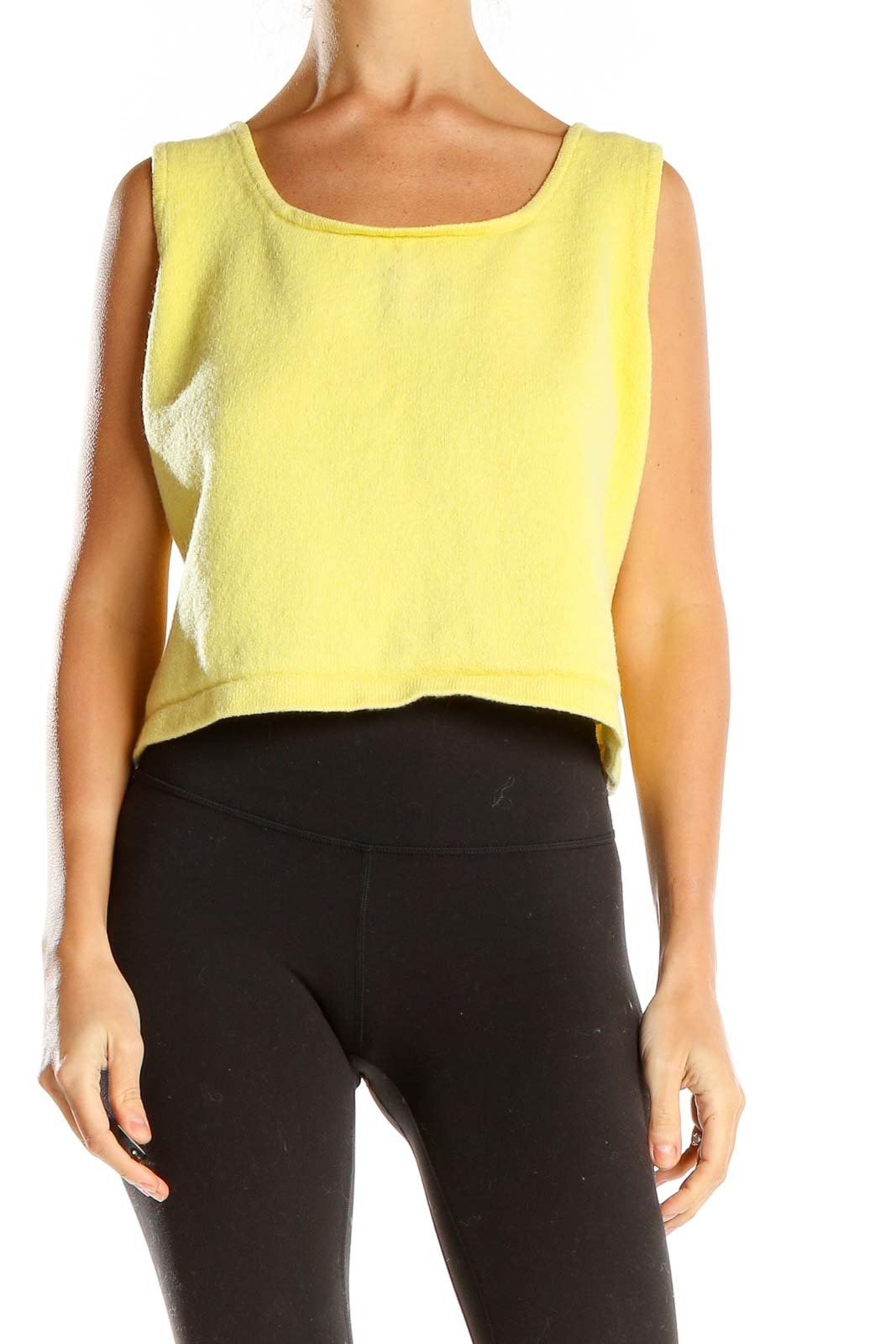 Yellow Textured Tank Top Front