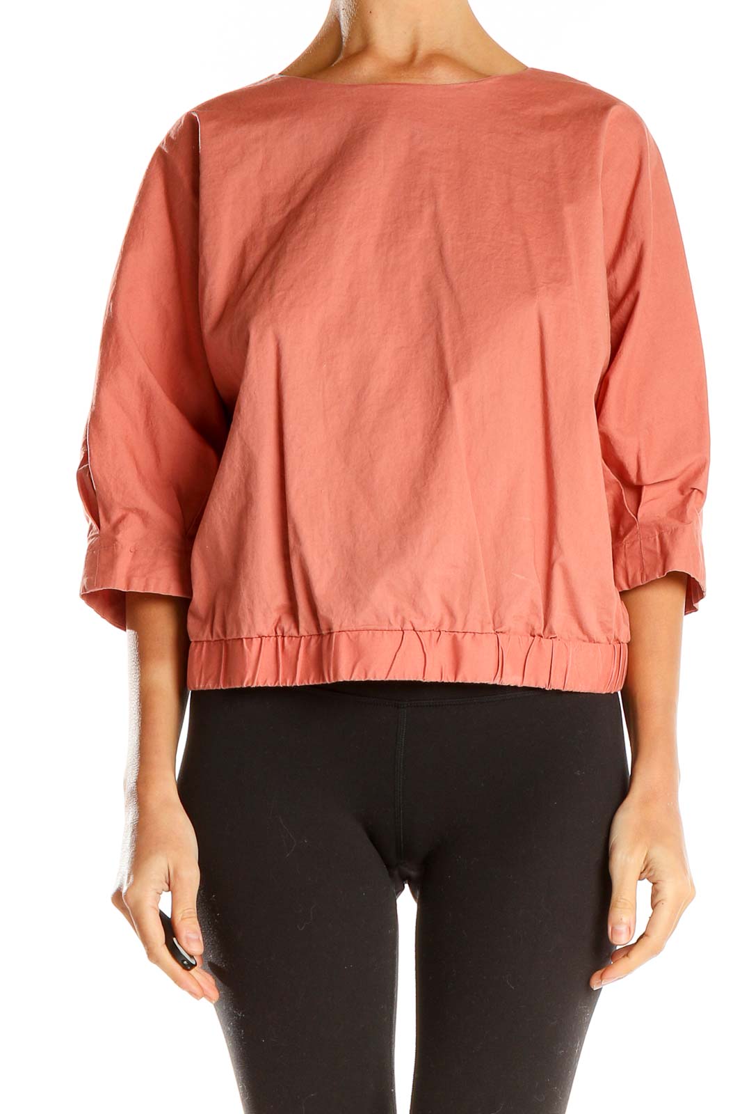 Pink Structured High Neck All Day Wear Blouse Front