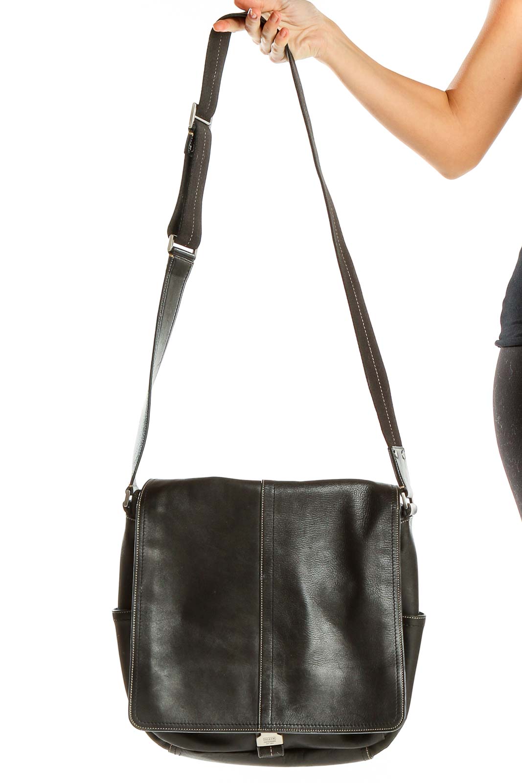 Black Leather Saddle Bag Front