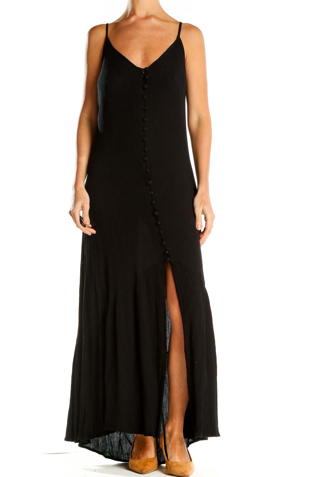 Black Cocktail Slip Dress Front