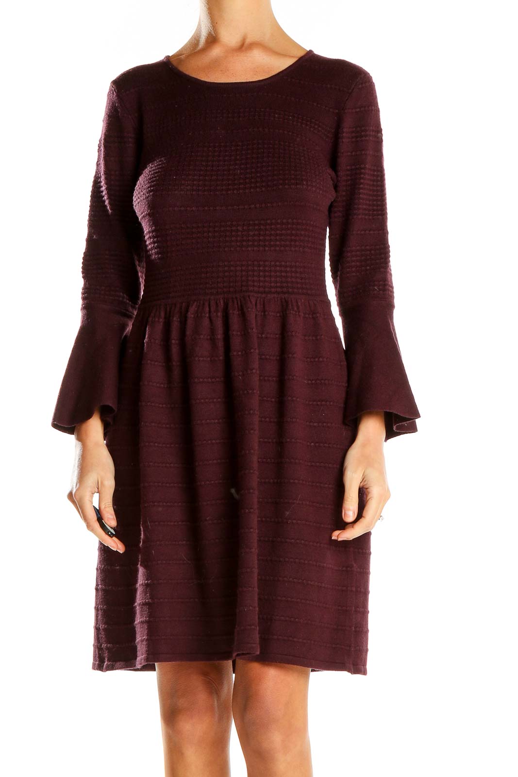Maroon Classic Woven Fit & Flare Dress Front