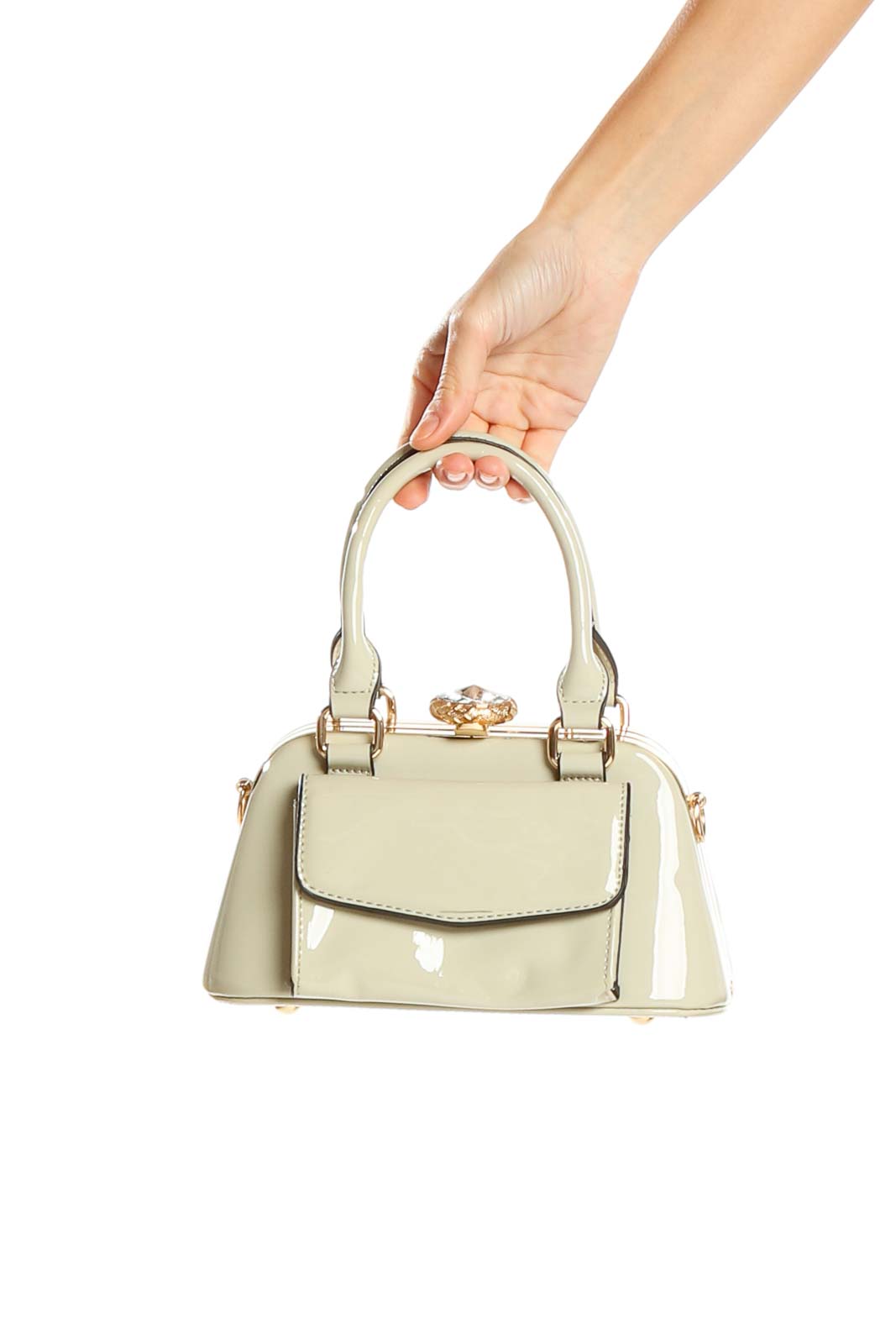 Cream Mini Satchel Bag Front
