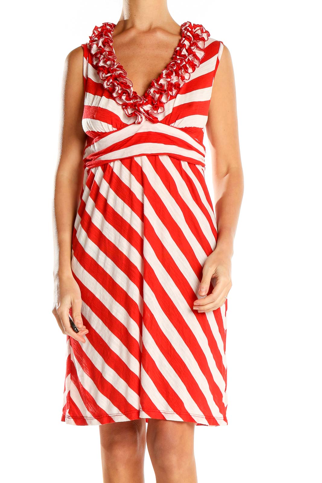 Red Striped Dress Front