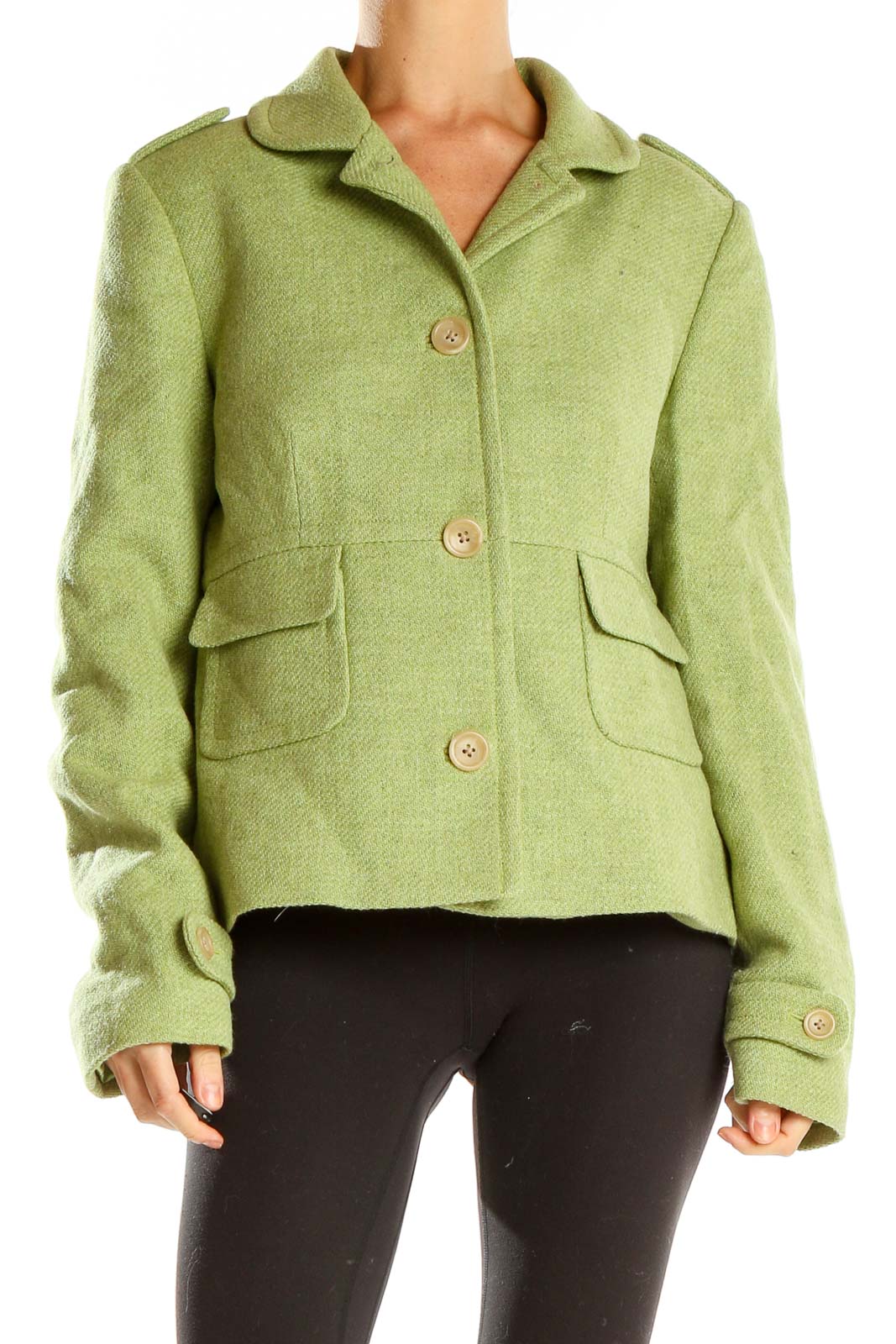 Green Knit Jacket Front