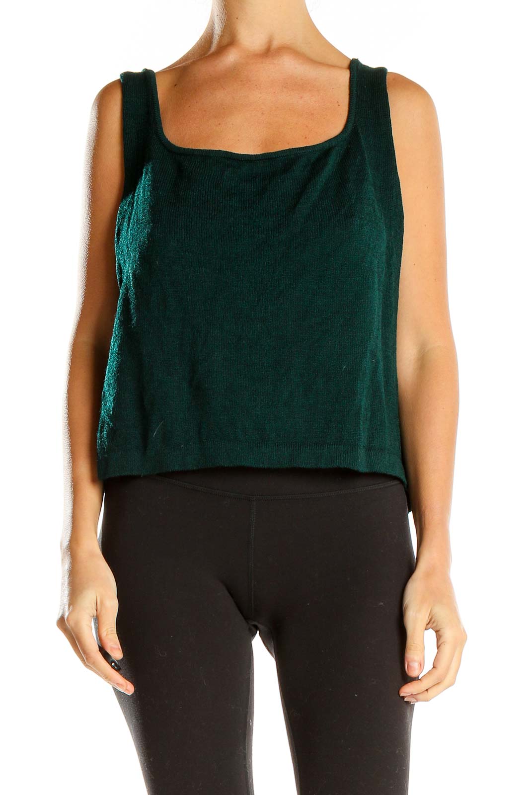 Green Woven Tank Top Front