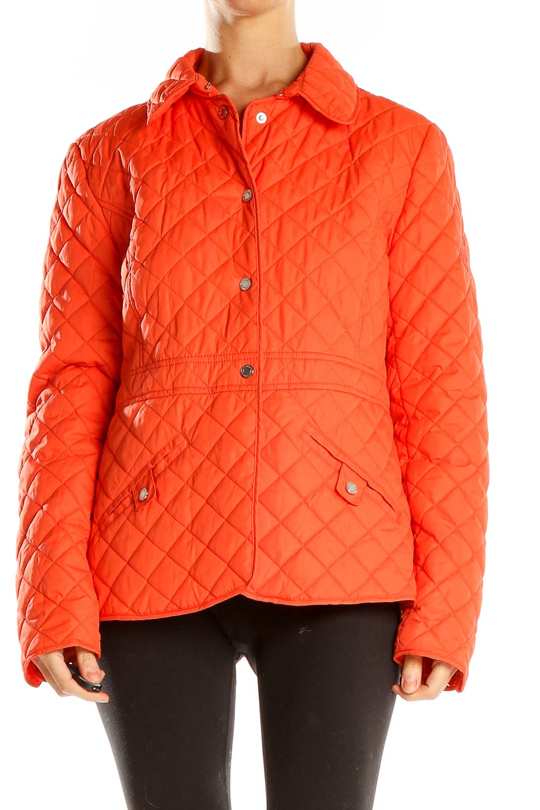 Orange Quilted Jacket Front