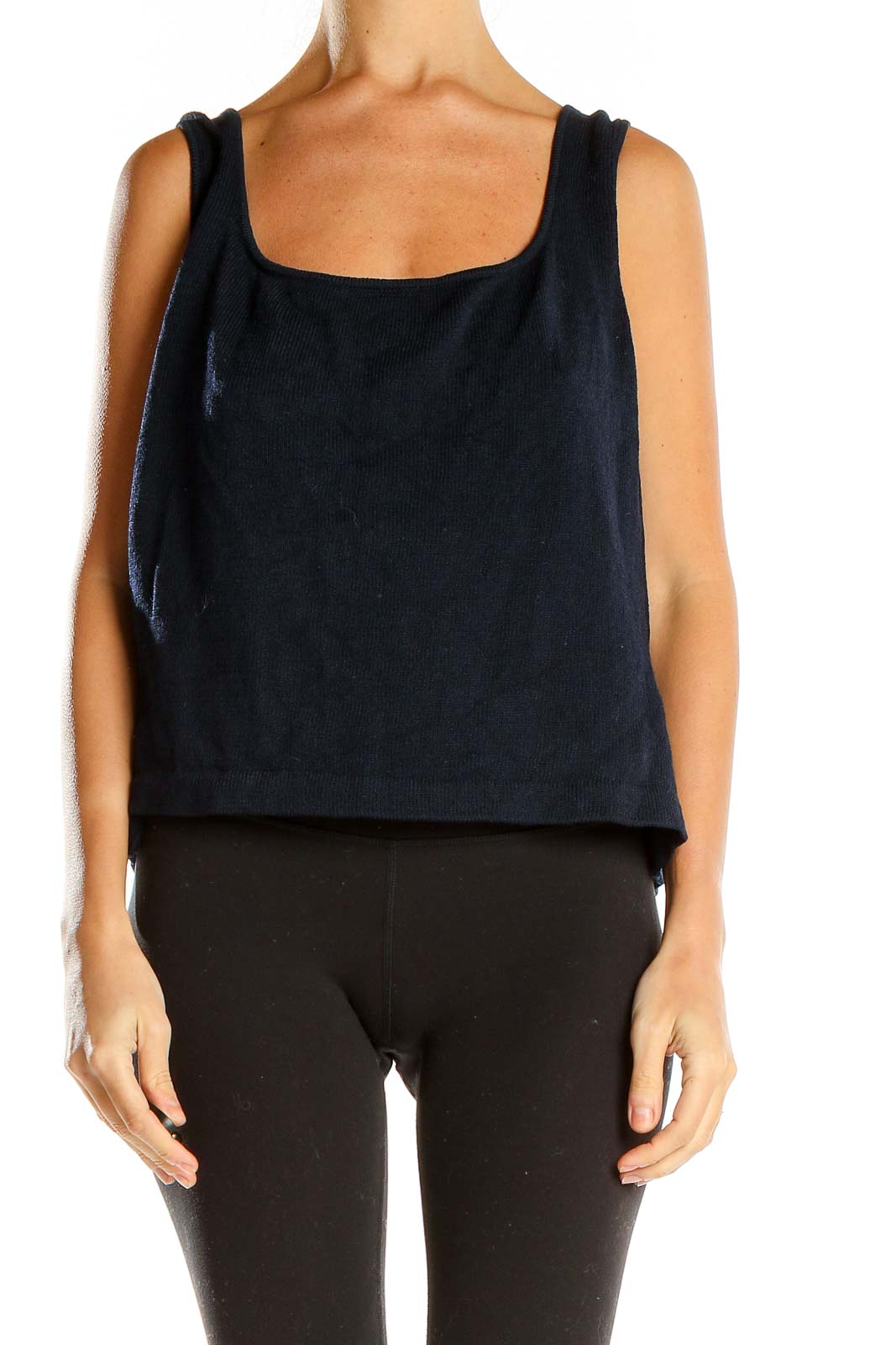 Blue Woven Tank Top Front