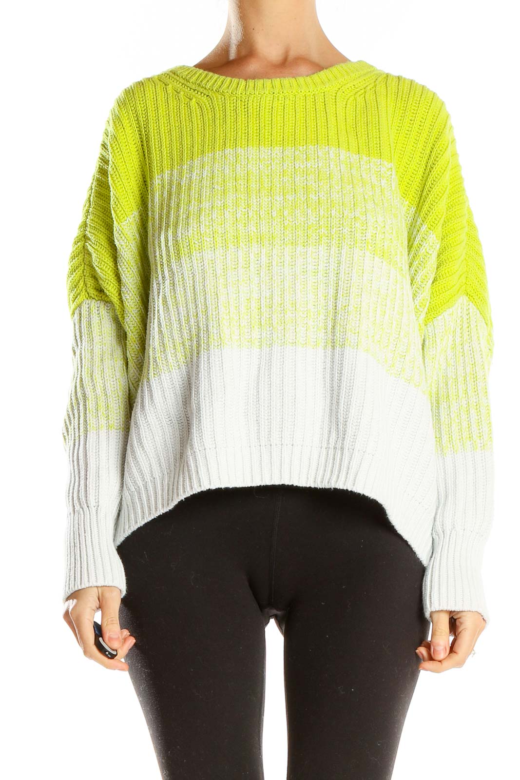 Green White Ombré All Day Wear Sweater Front