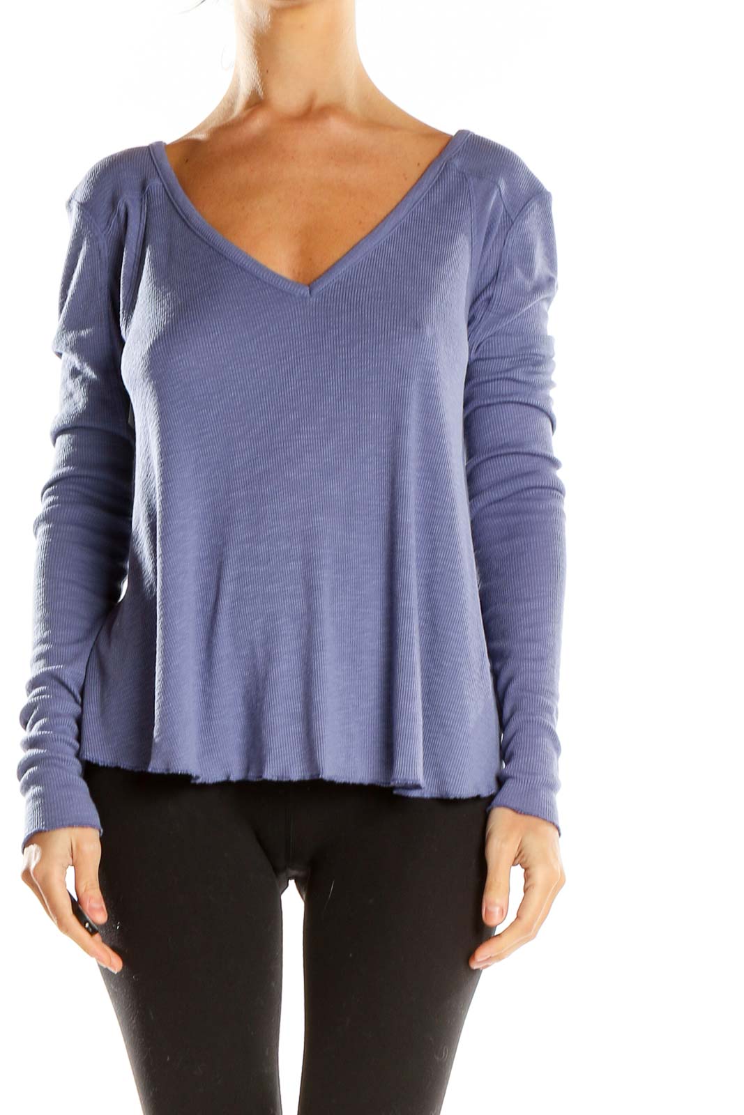 Purple Casual Long Sleeve Top Front