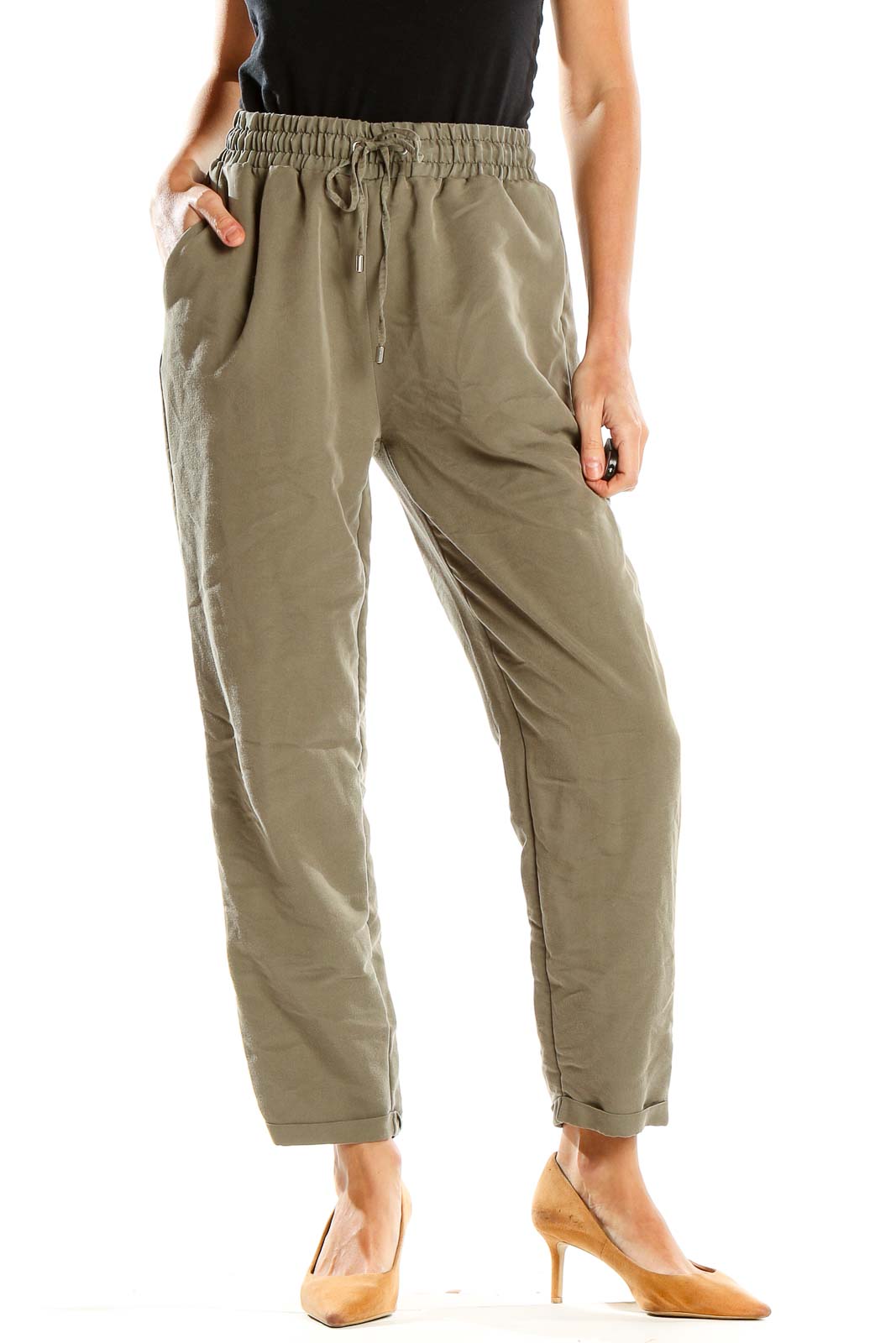 Green Relaxed Casual Pants Front